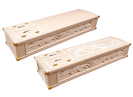白木棺二面彫刻棺、白木棺五面彫刻棺